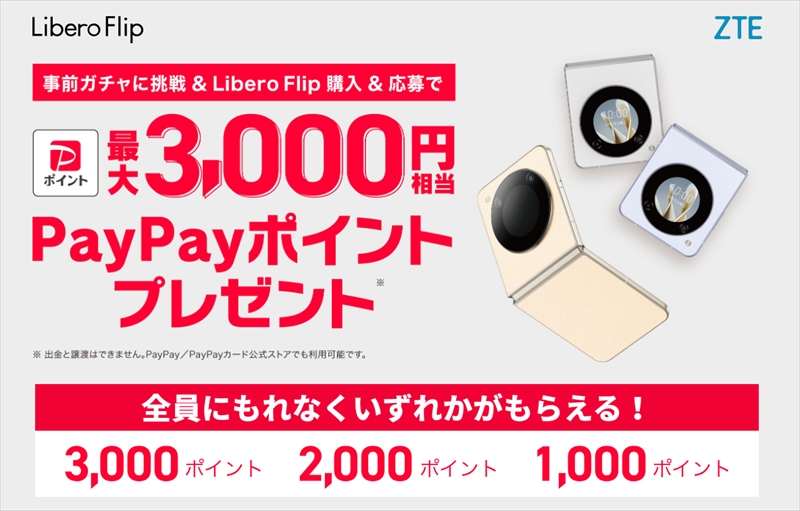 激安縦折りスマホ「Libero Flip」にガチャキャンペーンきた！