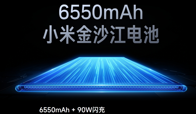 大容量6550mAhバッテリー＆90W急速充電