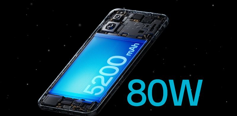 5200mAhバッテリー&80W急速充電