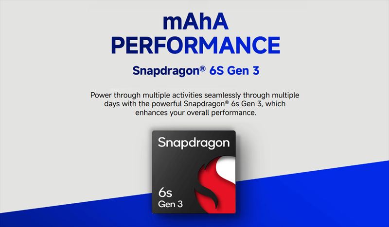 「Snapdragon 6s Gen 3」搭載でライトユース向けのパフォーマンス!