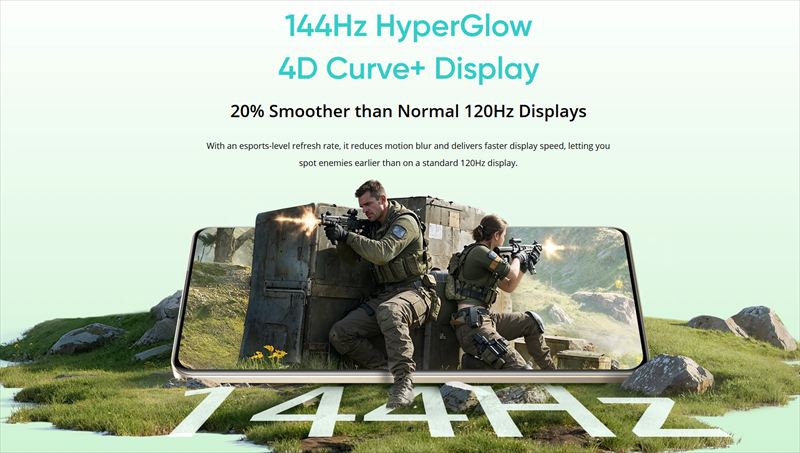 144Hz対応の6.8インチ4DカーブAMOLEDディスプレイ！