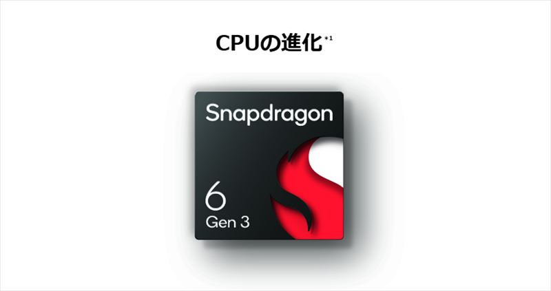 「Snapdragon 6 Gen3」搭載でライトユース快適なパフォーマンス！