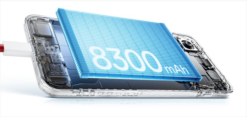 超大容量8300mAhバッテリー＆100W急速充電