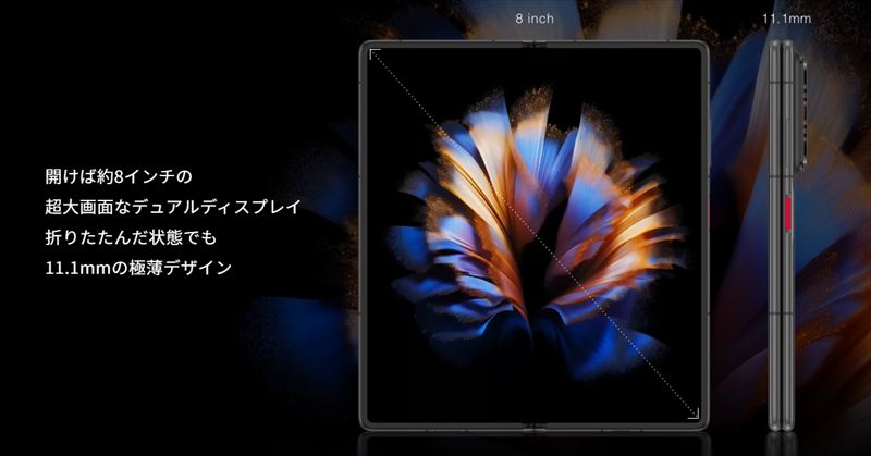 約8.0インチのメインディスプレイを搭載!