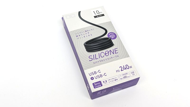 「スパイラルシリコンケーブルCtoC 1m」はモバイルで便利なケーブル！