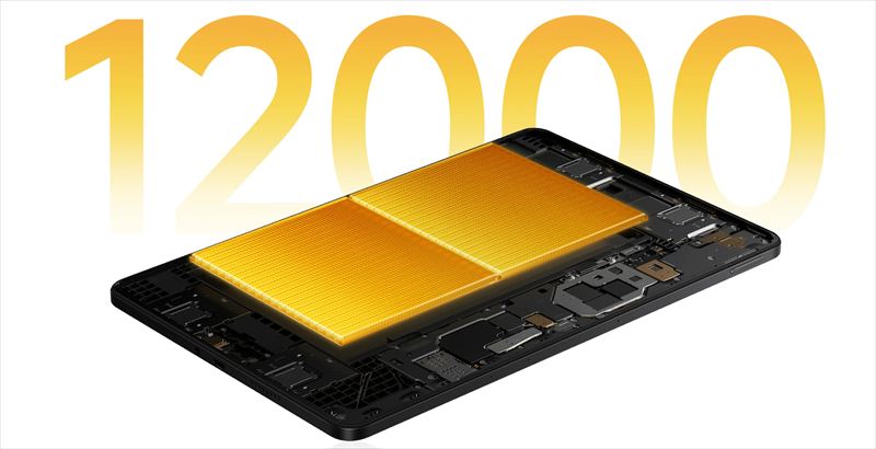 超大容量12000mAhバッテリーを搭載！