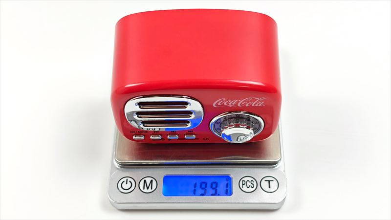 「コカ・コーラBluetoothスピーカー」の重さは実測199.1g