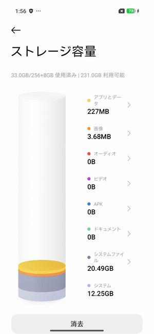 空き容量は231GB