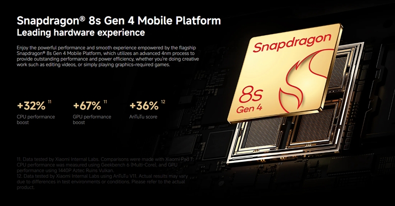 「Snapdragon 8s Gen4」搭載で幅広い用途が快適なパフォーマンス！