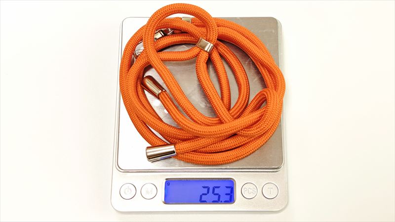 「スマホ用ショルダーストラップ」の重さは実測25.3g