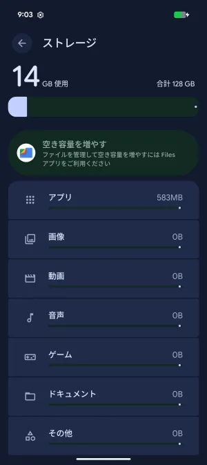 空き容量はおよそ114GB