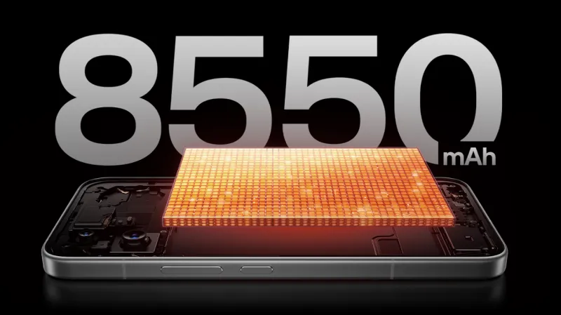 大容量8550mAhバッテリー搭載の安心感