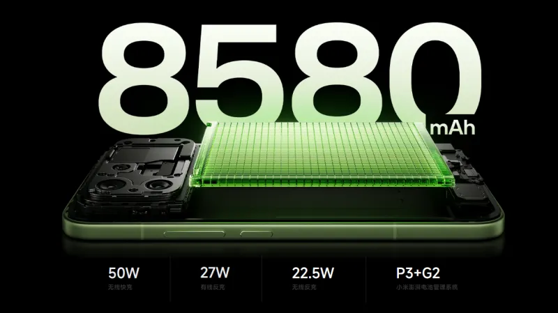 8580mAhバッテリー+100W急速充電に対応