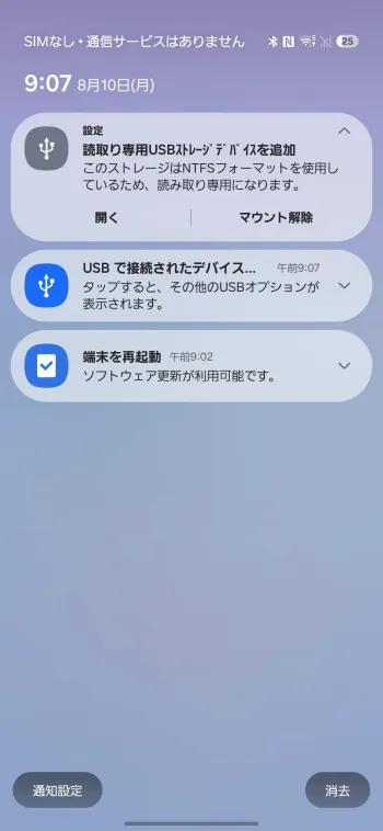 USBメモリのフォーマットを確認する