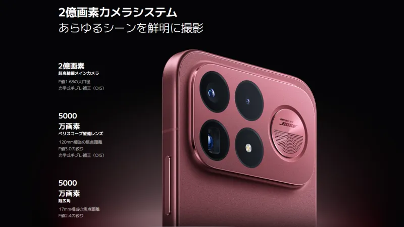 120mmペリスコープ望遠ありのトリプルカメラを搭載