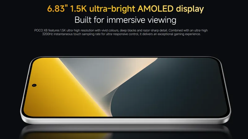 1.5K解像度の6.83インチAMOLEDディスプレイ